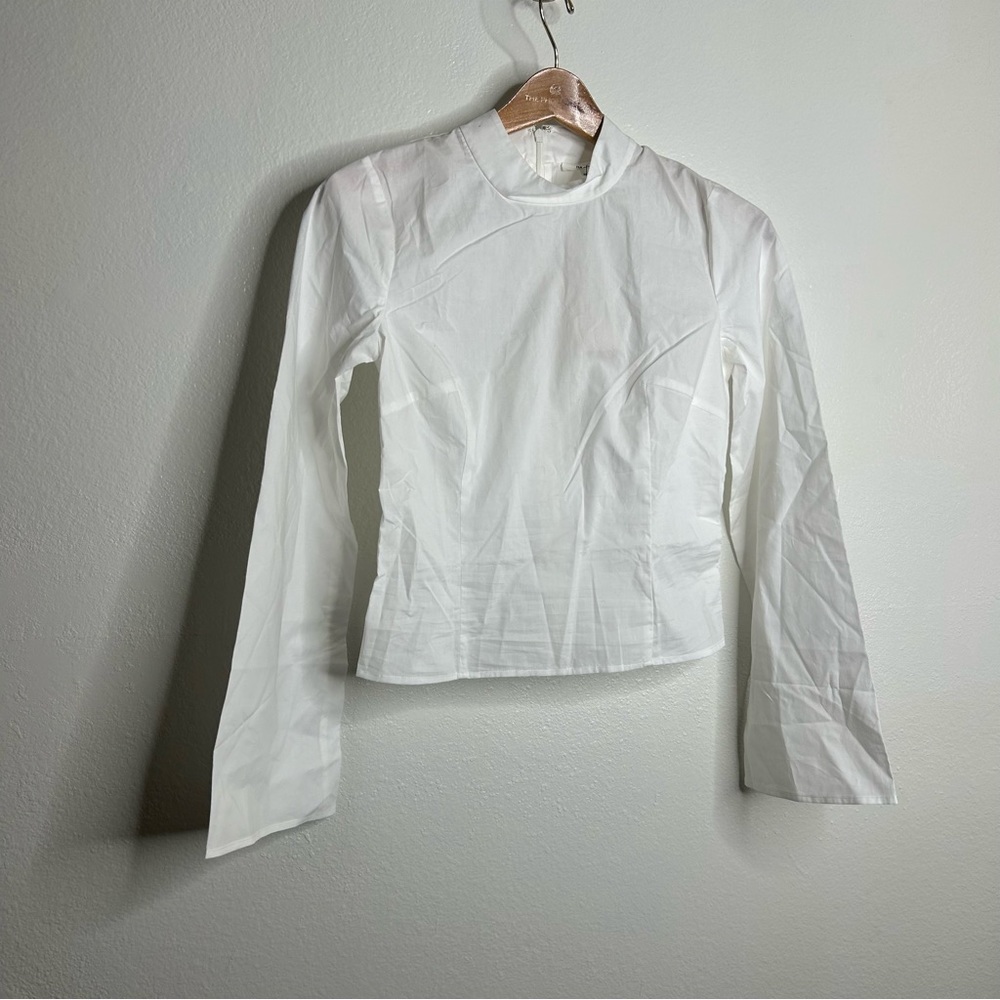 NWT Tularosa Revolve White 100% Cotton High Neck Wide Sleeve Top XS
